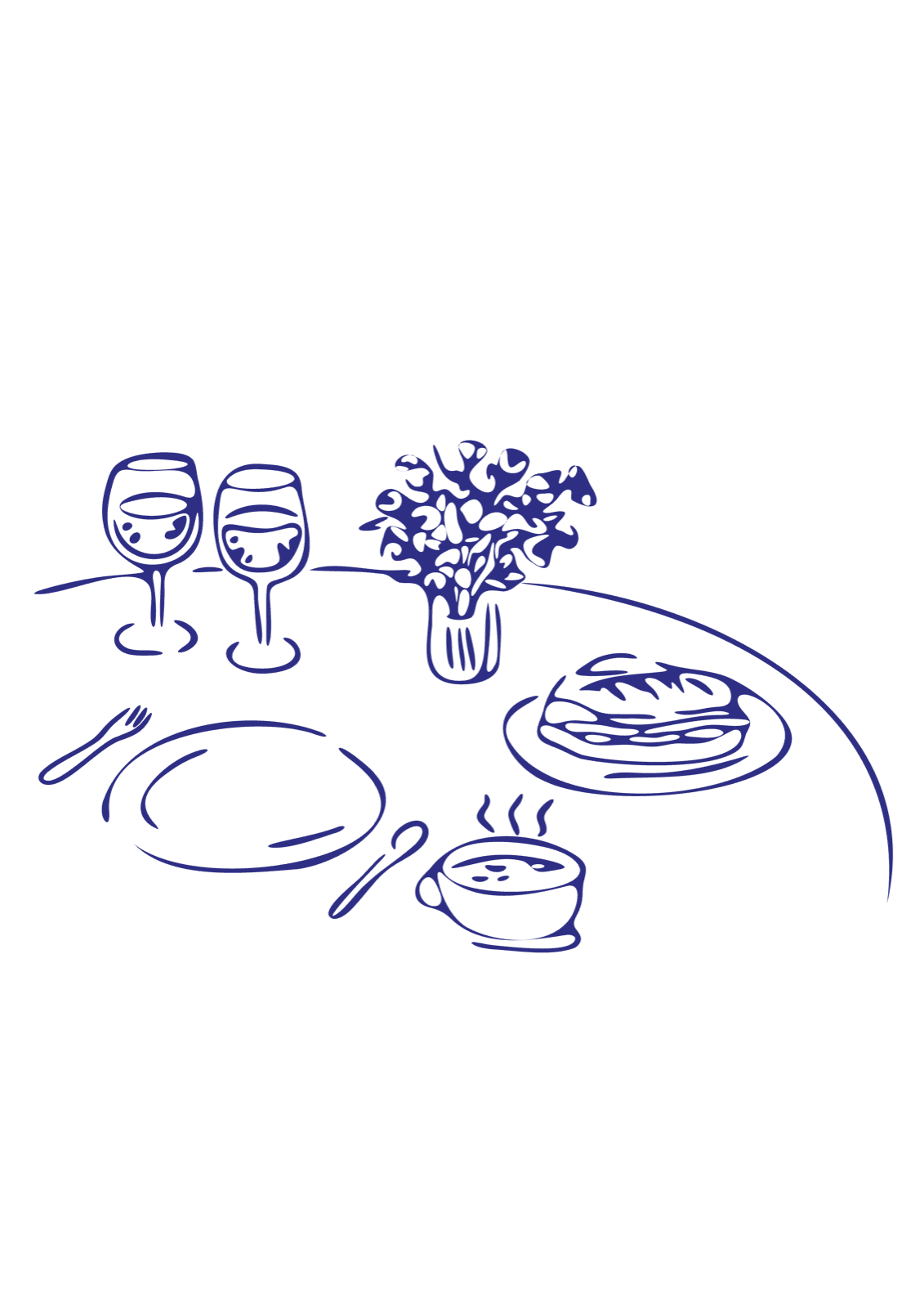 Gedeckter Tisch im jup — Wein, Essen und Blumen